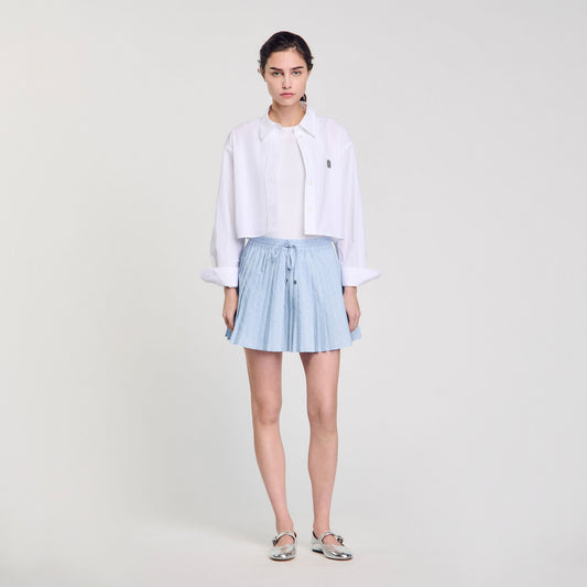 Mini pleated rhinestone skirt | Sandro