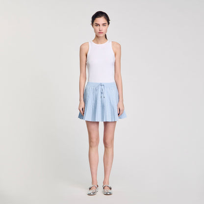 Mini pleated rhinestone skirt | Sandro