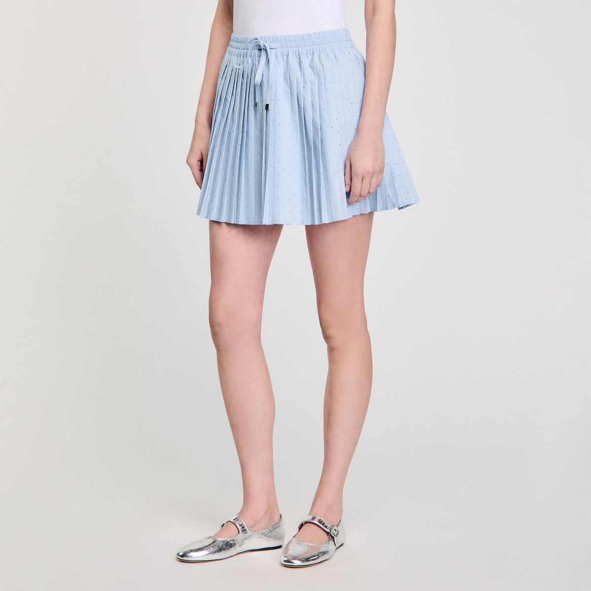 Mini pleated rhinestone skirt | Sandro