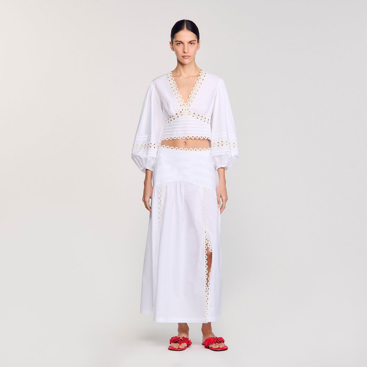 Maxi poplin skirt | Sandro