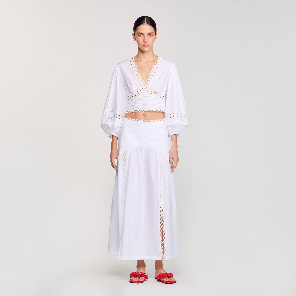 Maxi poplin skirt | Sandro