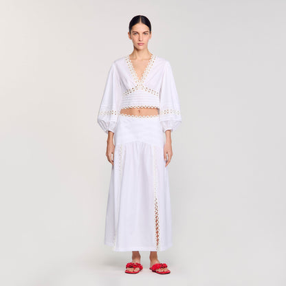 Maxi poplin skirt | Sandro