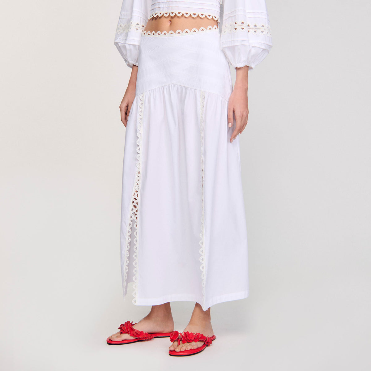 Maxi poplin skirt | Sandro