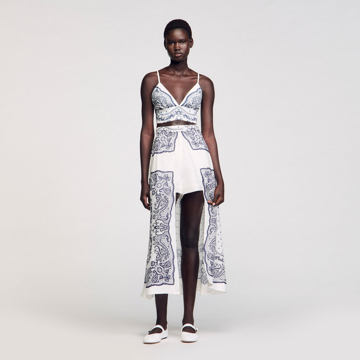 Bandana-motif skirt shorts | Sandro