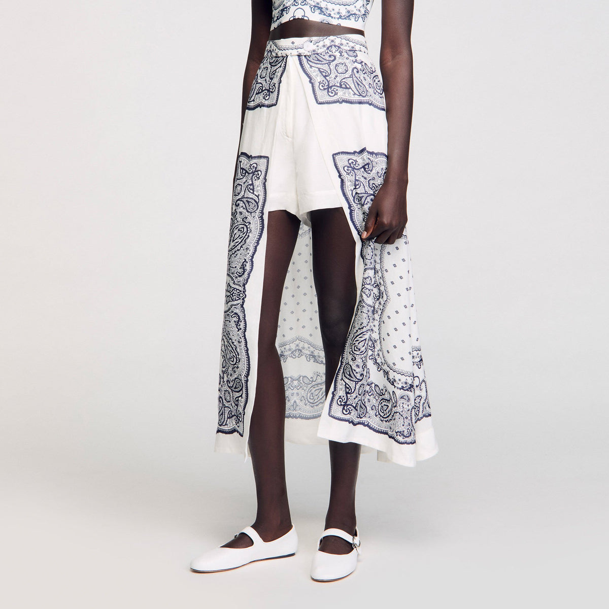 Bandana-motif skirt shorts | Sandro