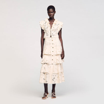 Maxi frilled skirt | Sandro