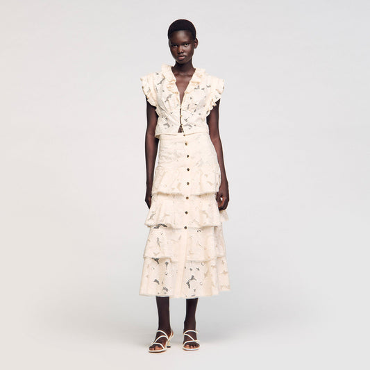Maxi frilled skirt | Sandro