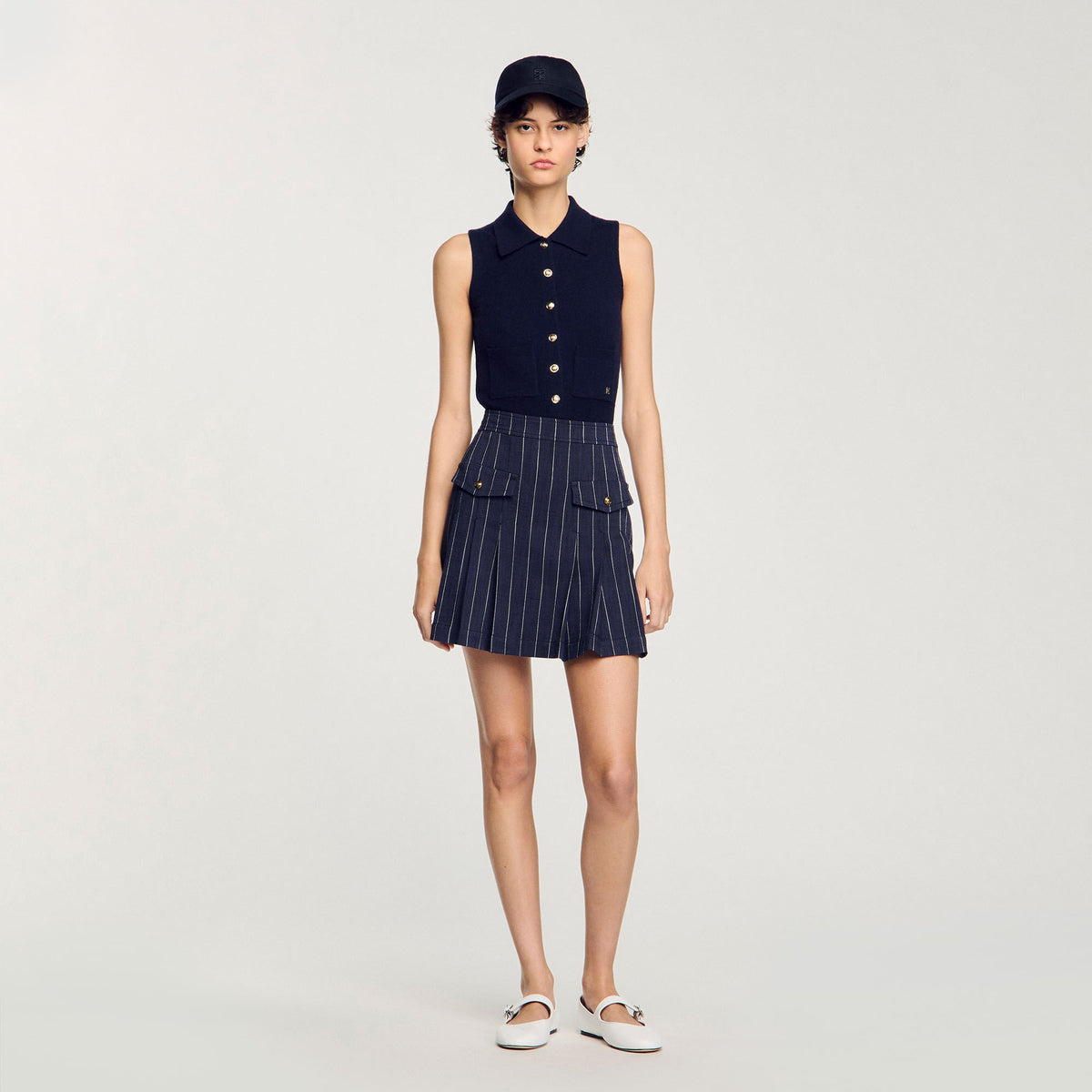 Mini striped pleated skirt | Sandro