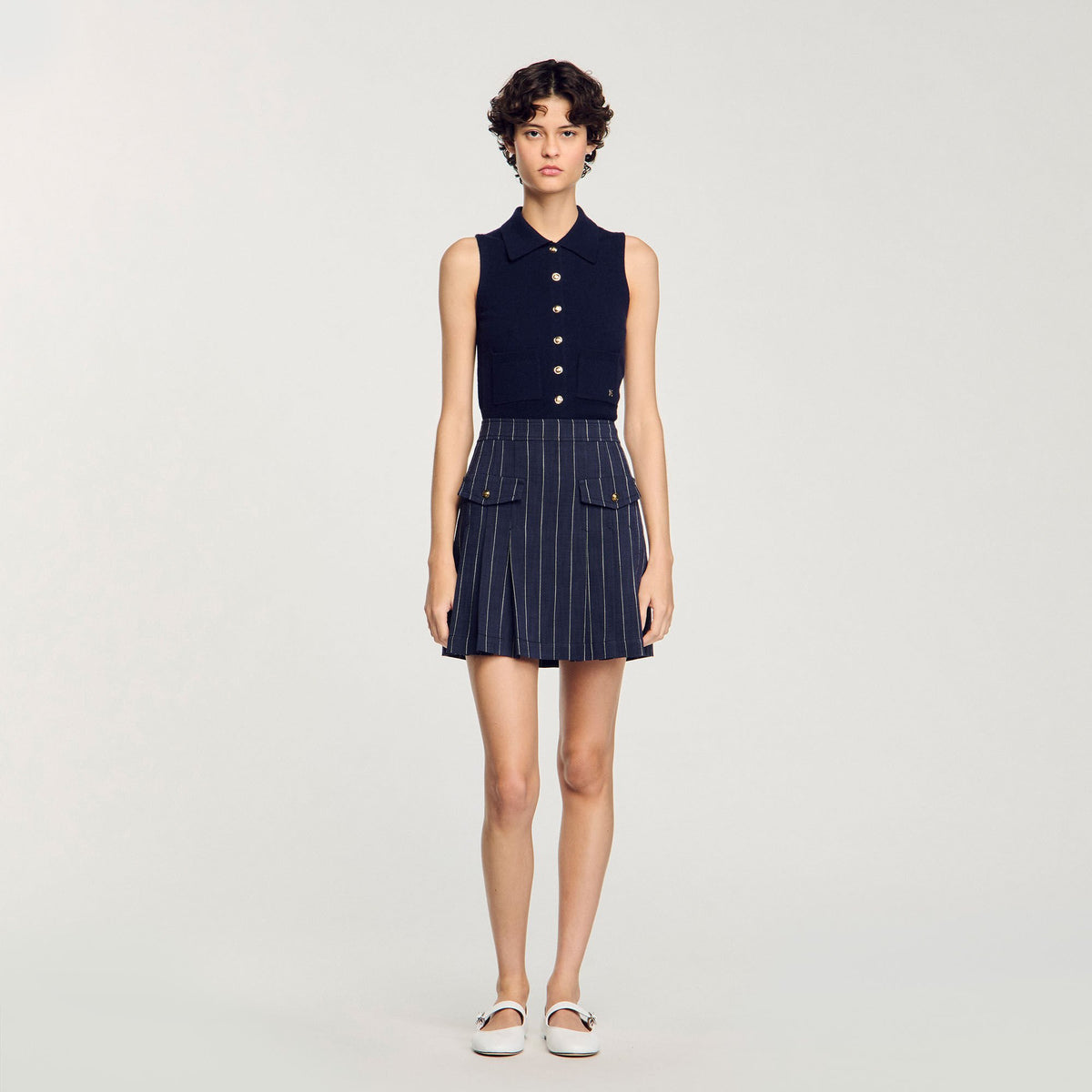 Mini striped pleated skirt | Sandro
