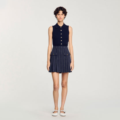 Mini striped pleated skirt | Sandro