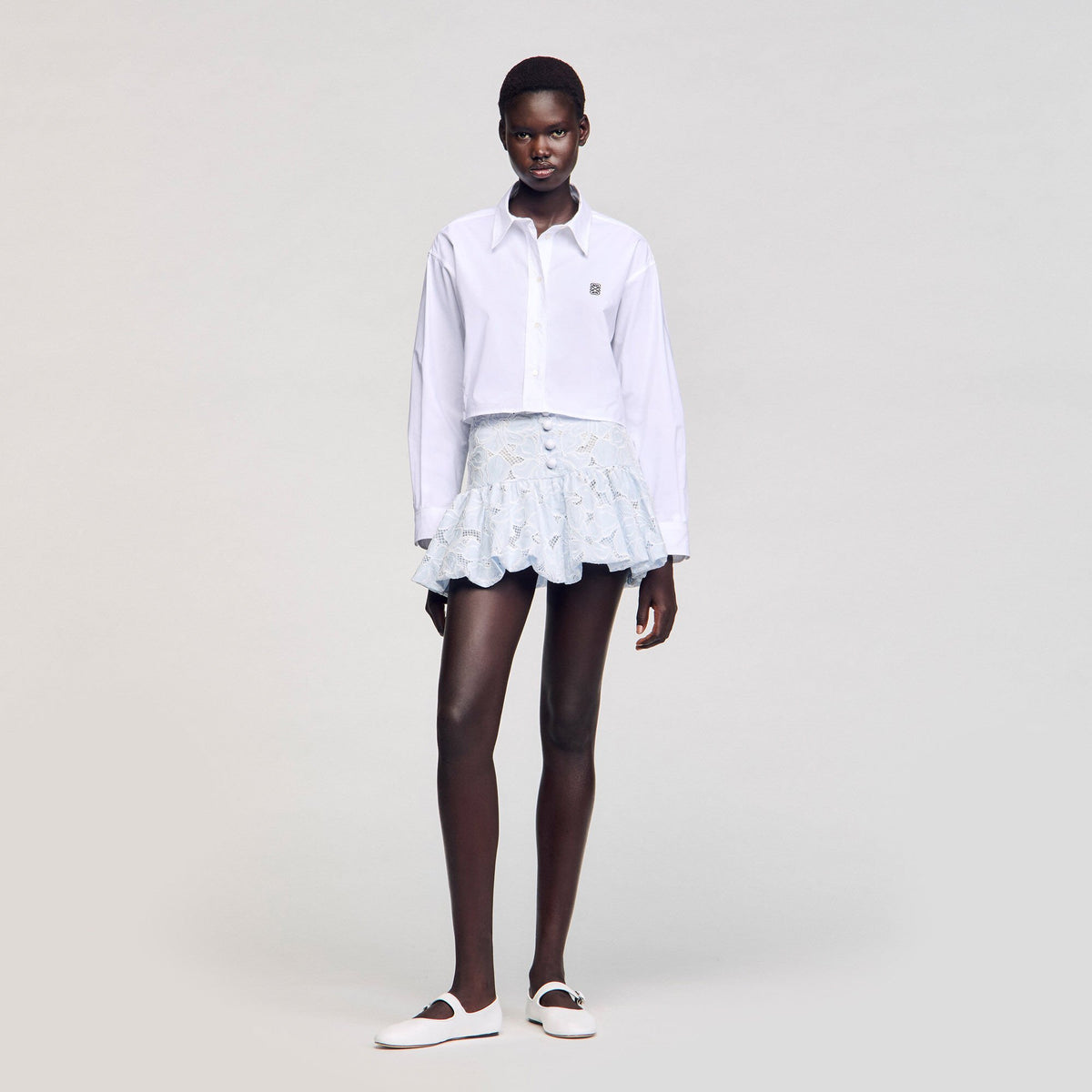 Mini guipure skirt | Sandro