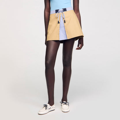 Mini dual-material skirt | Sandro