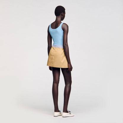 Mini dual-material skirt | Sandro