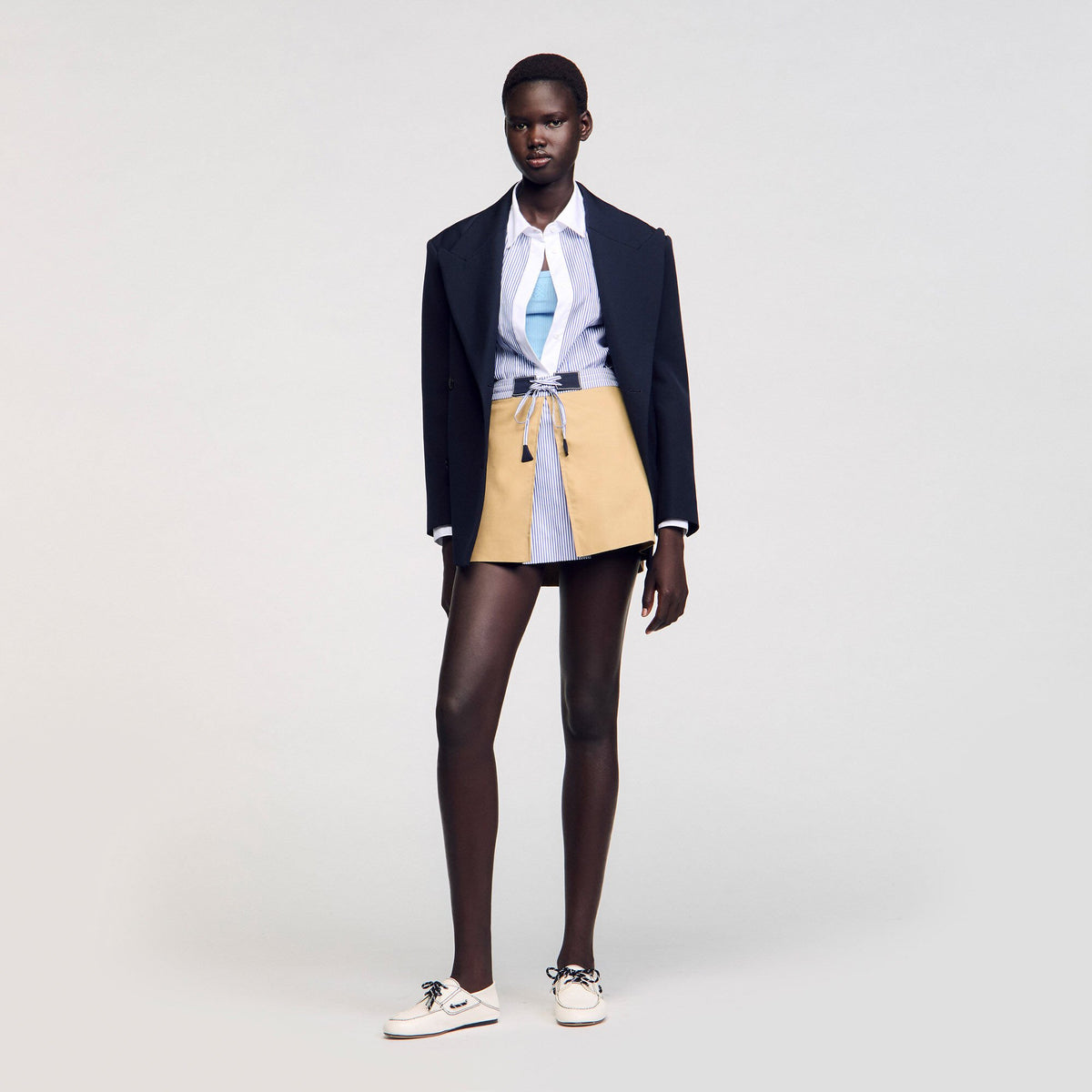 Mini dual-material skirt | Sandro