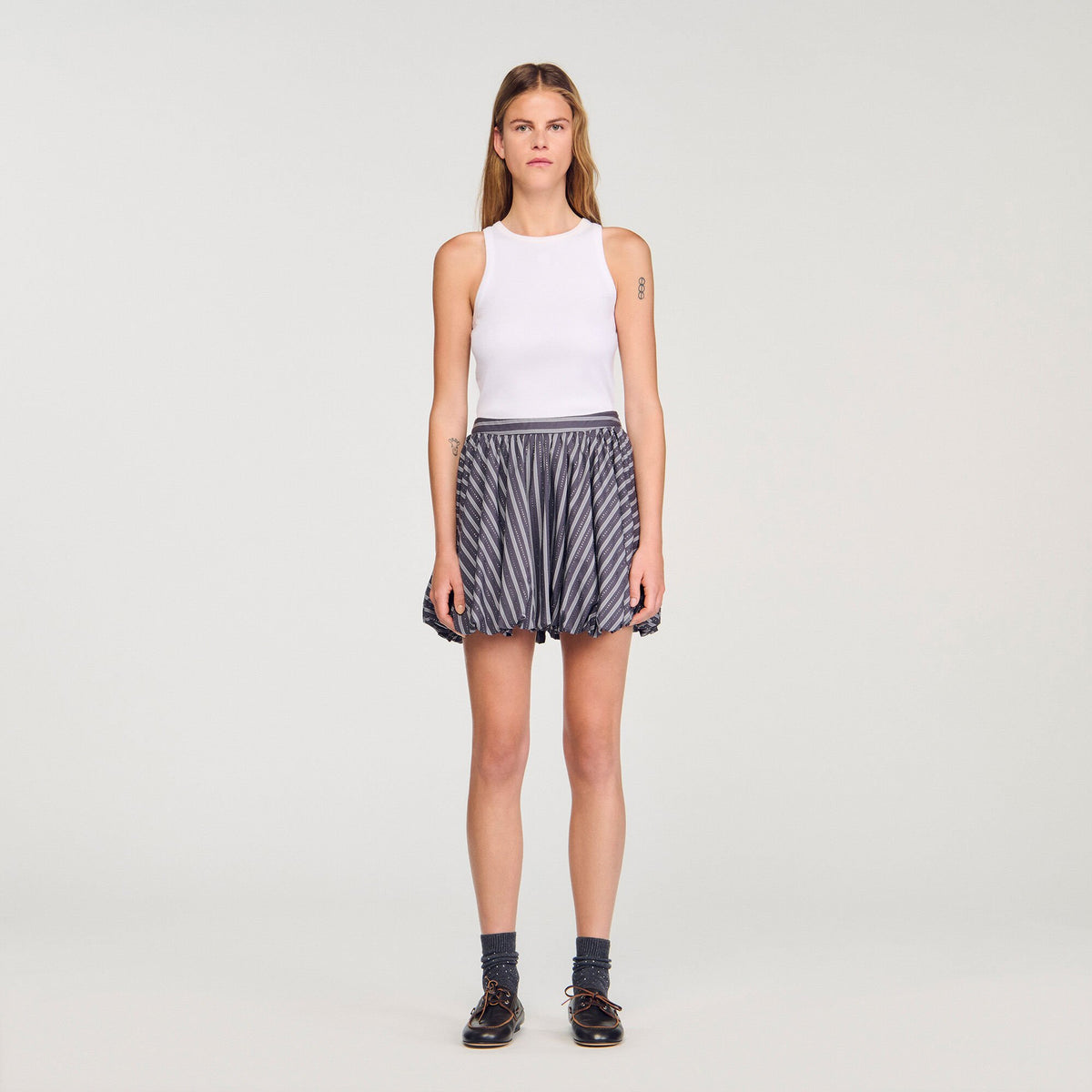 Striped rhinestone bubble skirt | Sandro