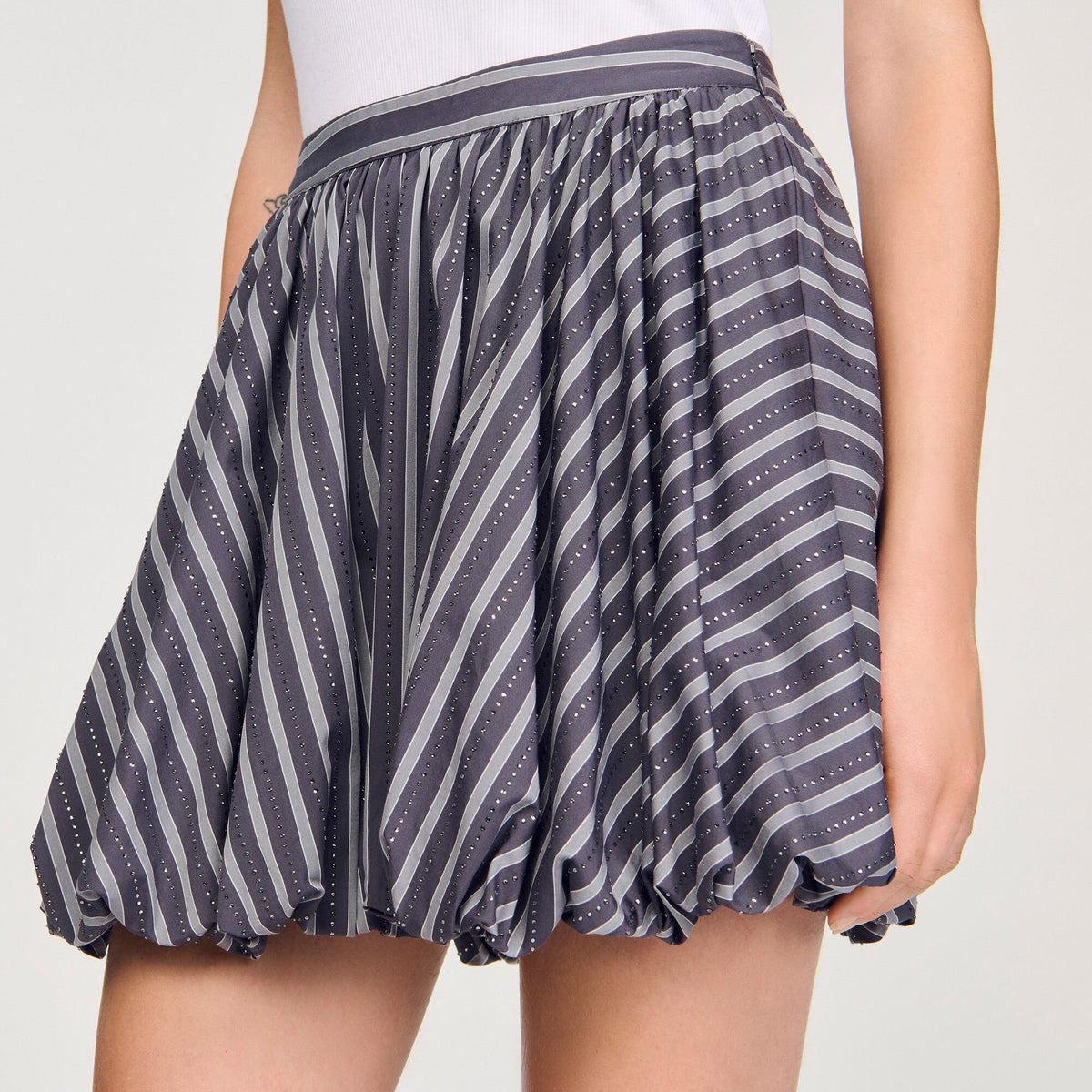 Striped rhinestone bubble skirt | Sandro