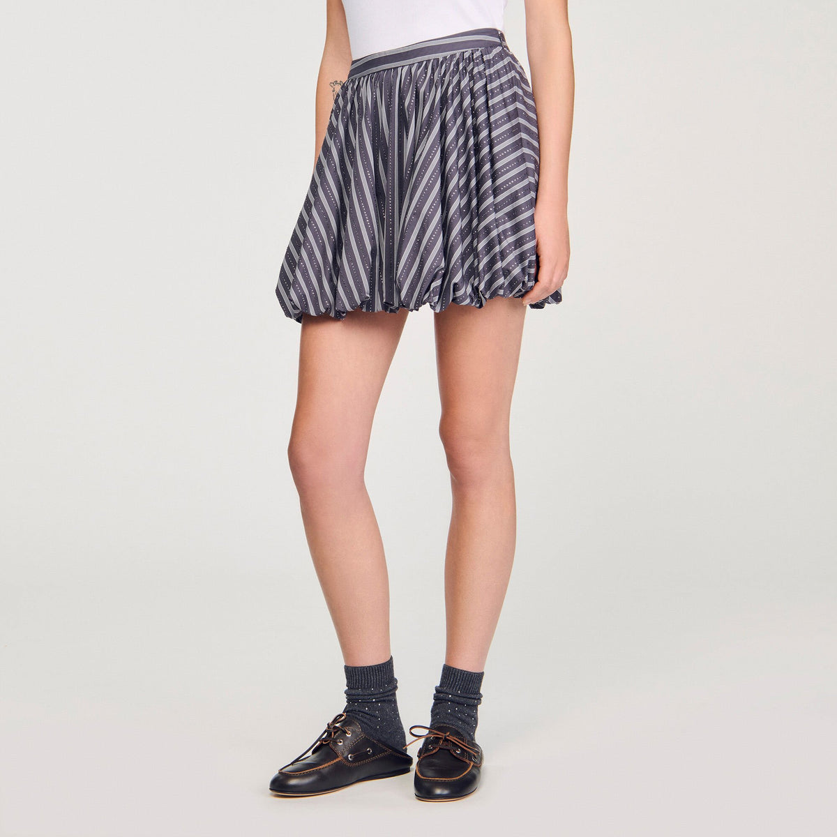 Striped rhinestone bubble skirt | Sandro