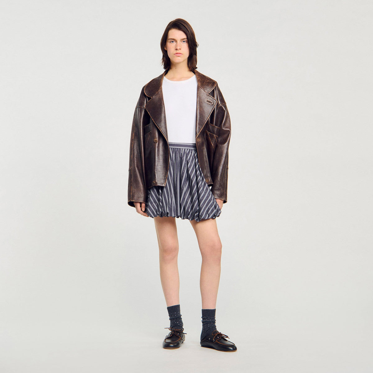 Striped rhinestone bubble skirt | Sandro