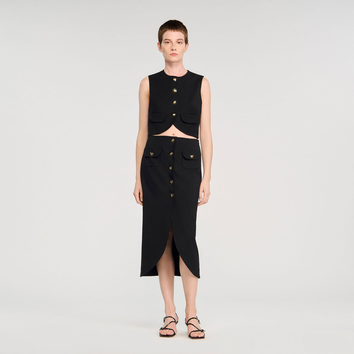 Buttoned midi skirt | Sandro