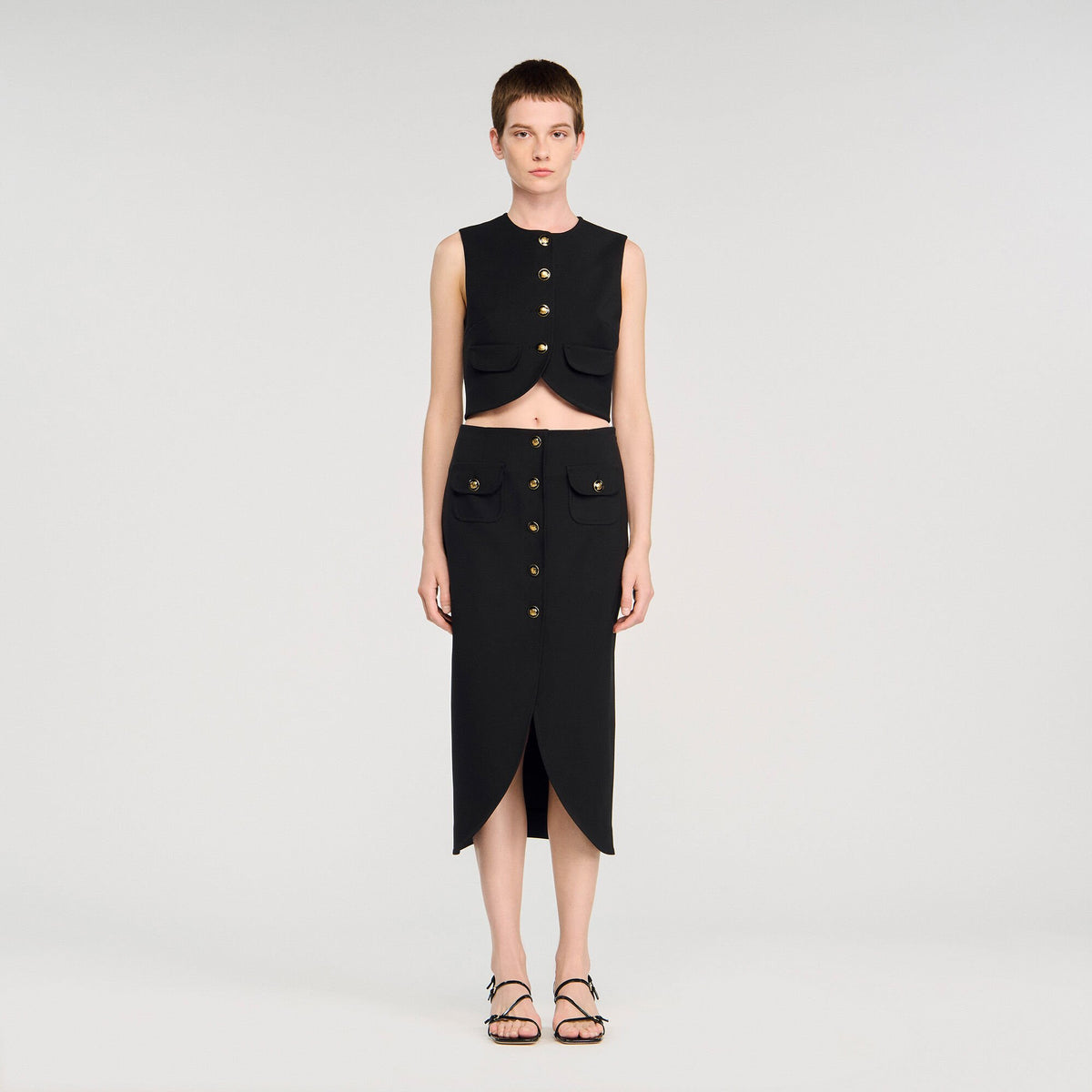 Buttoned midi skirt | Sandro