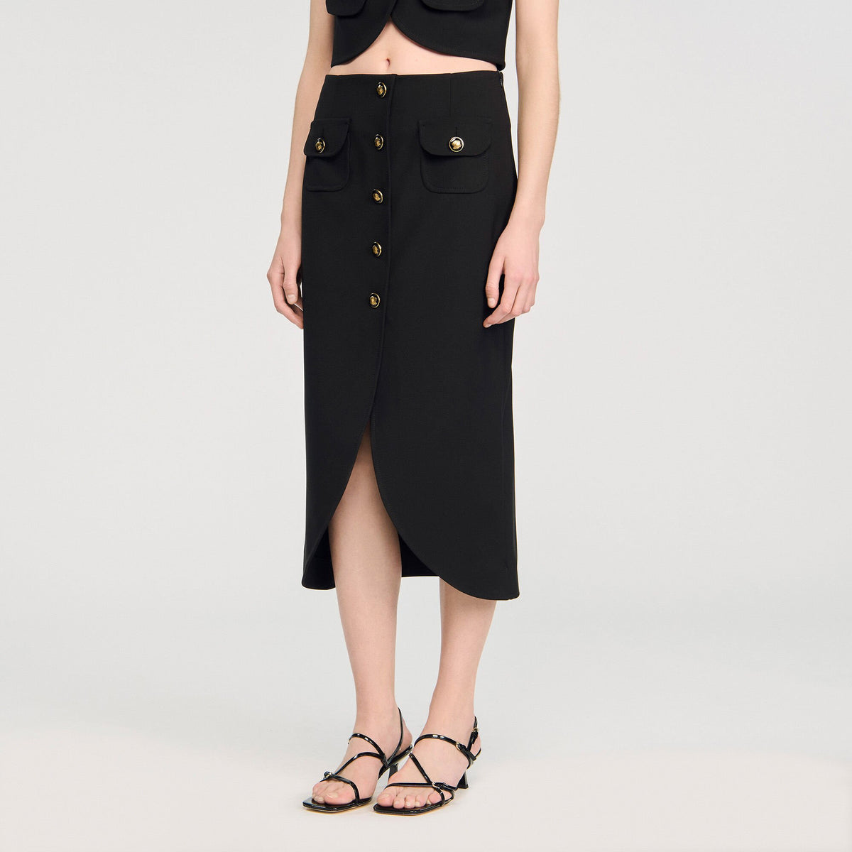 Buttoned midi skirt | Sandro