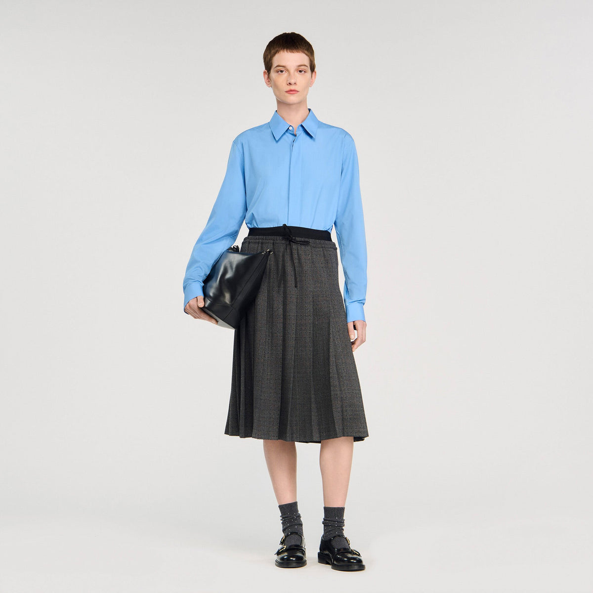 Midi pleated rhinestone skirt | Sandro