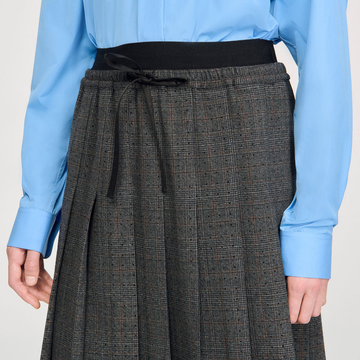Midi pleated rhinestone skirt | Sandro