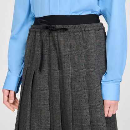Midi pleated rhinestone skirt | Sandro