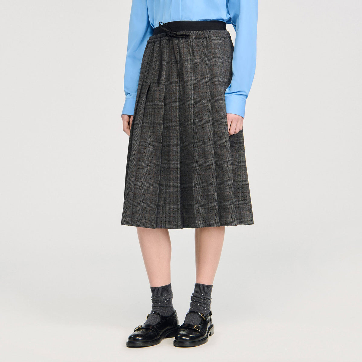 Midi pleated rhinestone skirt | Sandro
