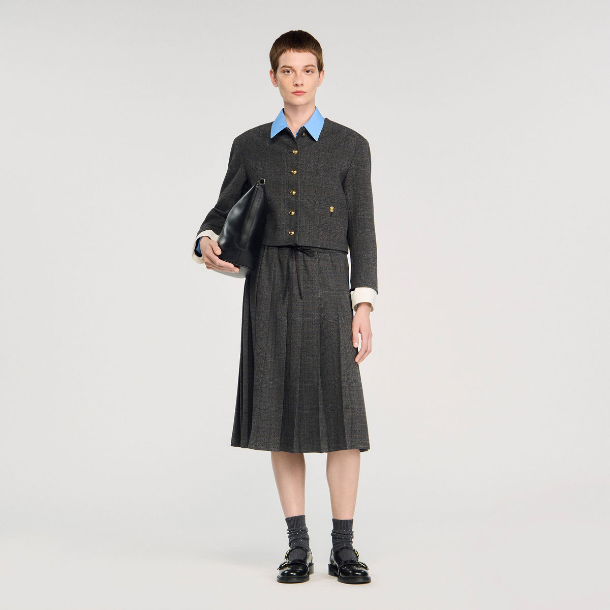 Midi pleated rhinestone skirt | Sandro