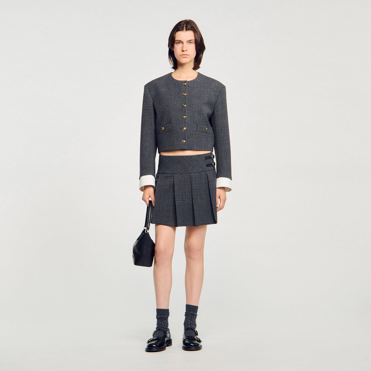 Mini rhinestone suit skirt | Sandro