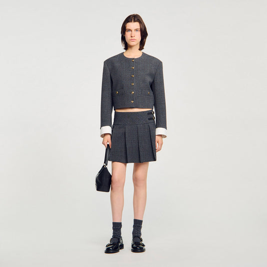 Mini rhinestone suit skirt | Sandro