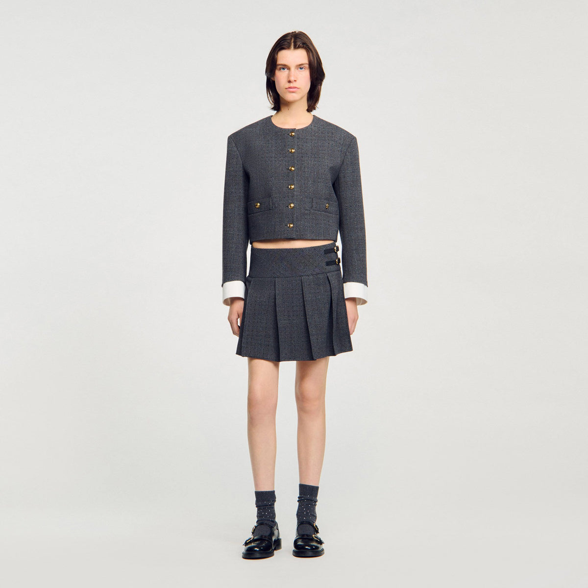 Mini rhinestone suit skirt | Sandro