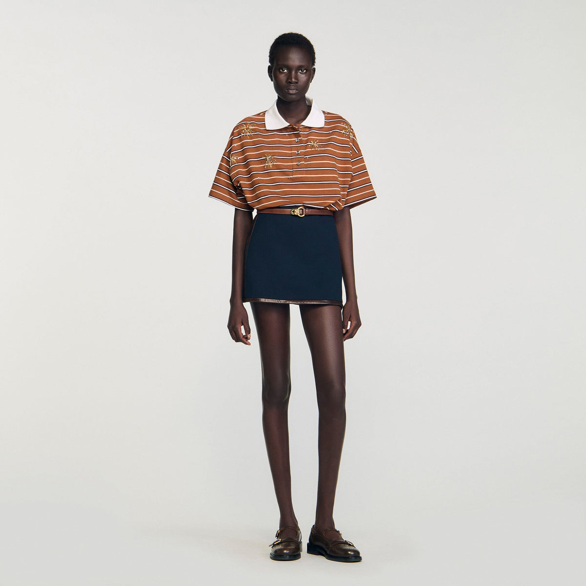 Mini skirt with leather bands | Sandro