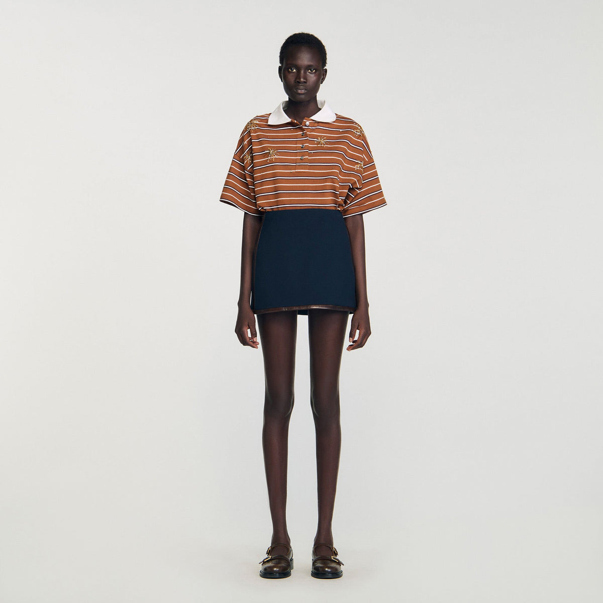 Mini skirt with leather bands | Sandro