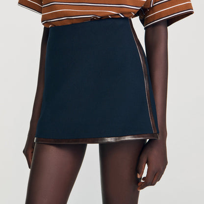 Mini skirt with leather bands | Sandro