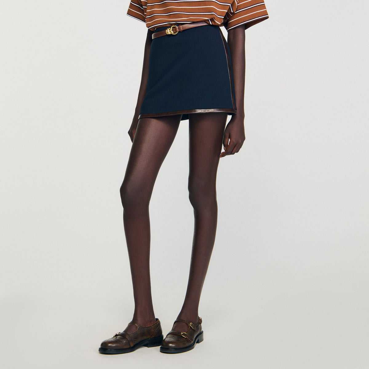 Mini skirt with leather bands | Sandro