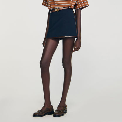 Mini skirt with leather bands | Sandro