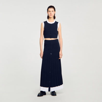Maxi two-tone knit skirt | Sandro