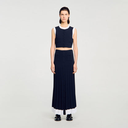 Maxi two-tone knit skirt | Sandro