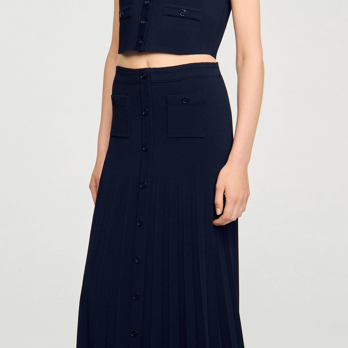 Maxi two-tone knit skirt | Sandro