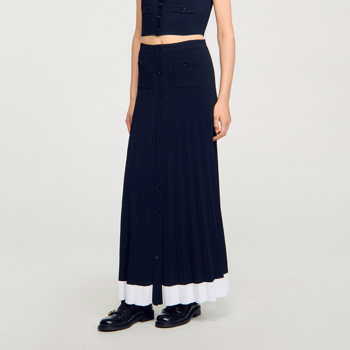 Maxi two-tone knit skirt | Sandro