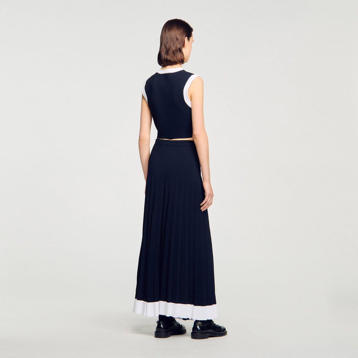 Maxi two-tone knit skirt | Sandro