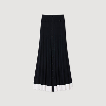 Maxi two-tone knit skirt | Sandro