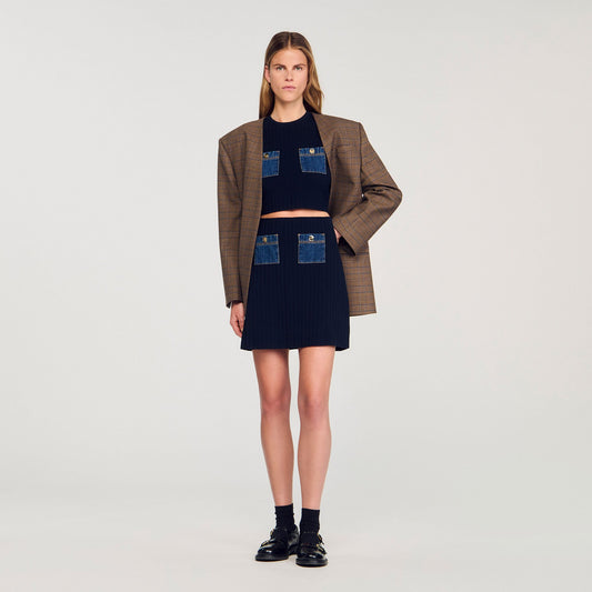 Mini knit and denim skirt | Sandro