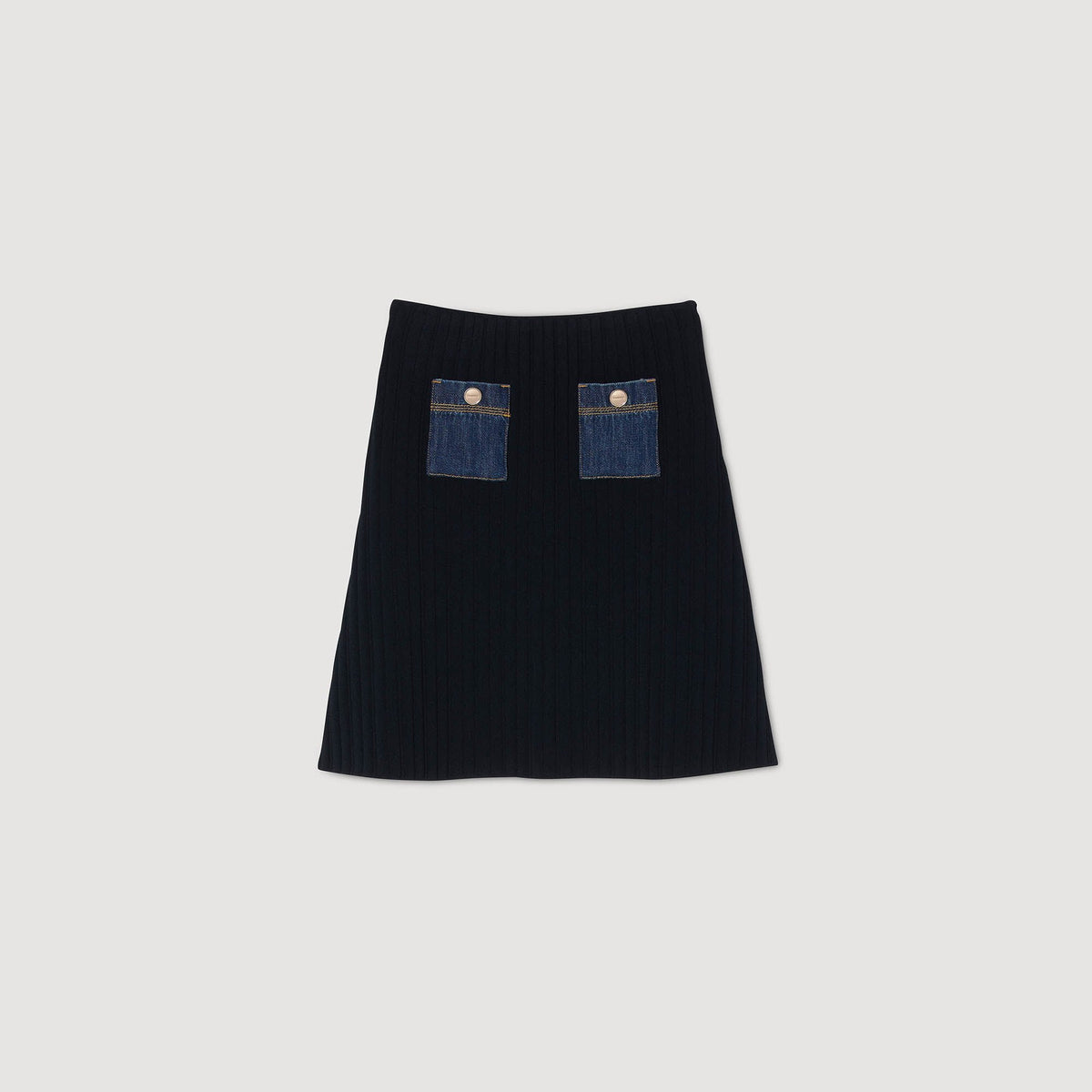 Mini knit and denim skirt | Sandro