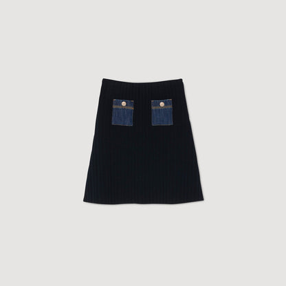 Mini knit and denim skirt | Sandro