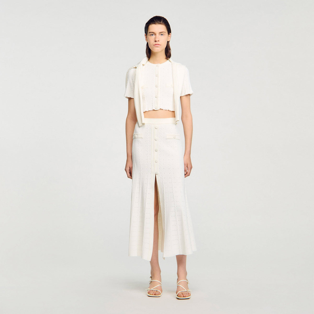 Pointelle knit midi skirt | Sandro