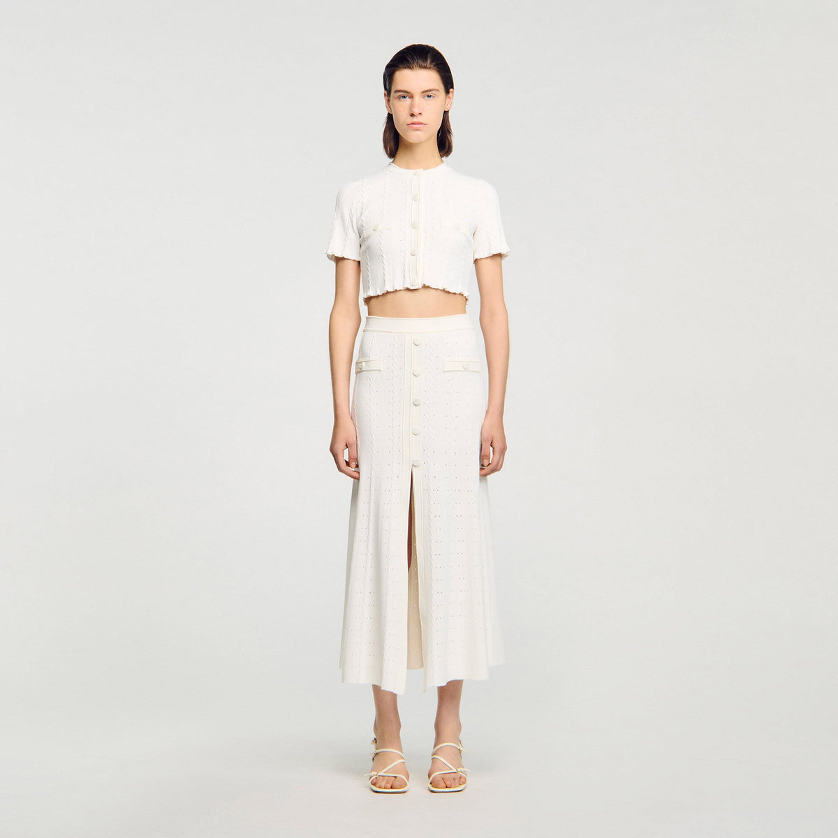 Pointelle knit midi skirt | Sandro