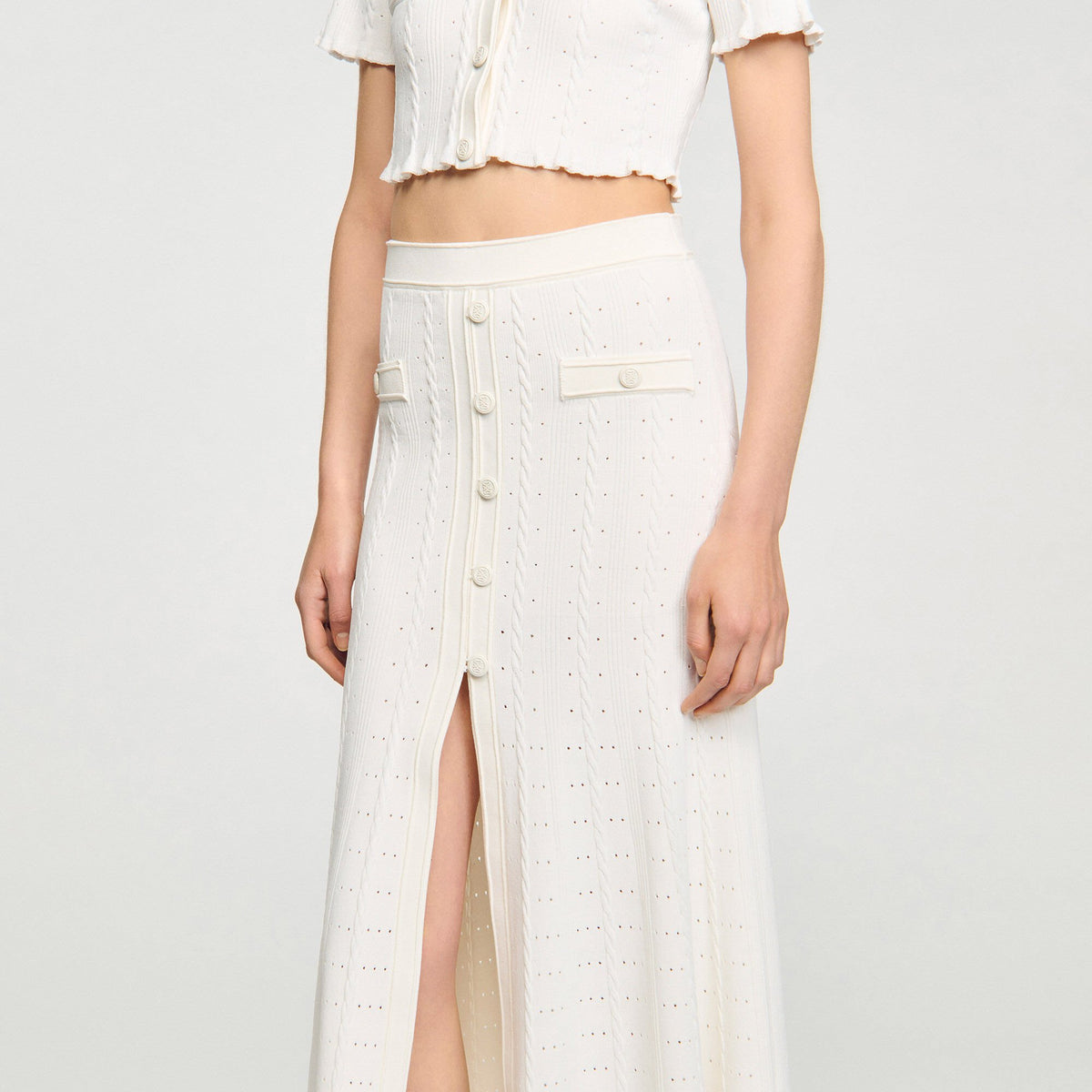 Pointelle knit midi skirt | Sandro
